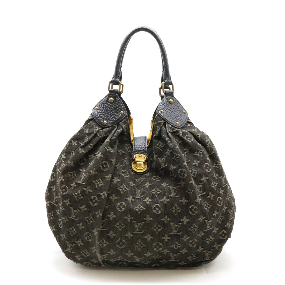 LOUIS VUITTON Monogram Denim Shoulder Bag Hobo Handbag Noir Black